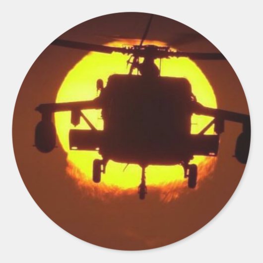 helikopter zon ronde sticker (Voorkant)