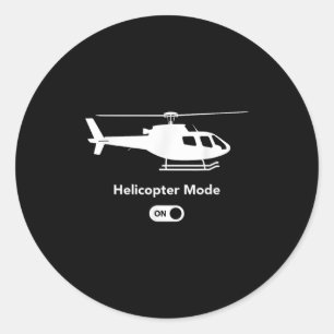 Helikoptermodus aan - Grappig vliegtuigontwerp Ronde Sticker
