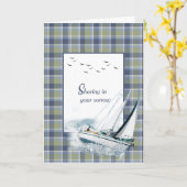 Heling zeilboot op geruite sympathie kaart (Gele Bloem)