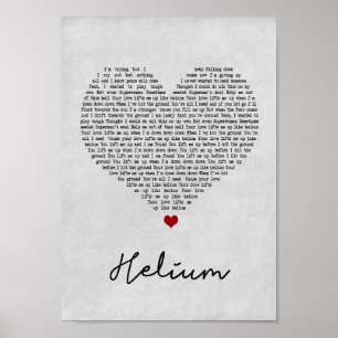 Helium Gray Heart Song Lyric Wall Art afdrukken Poster