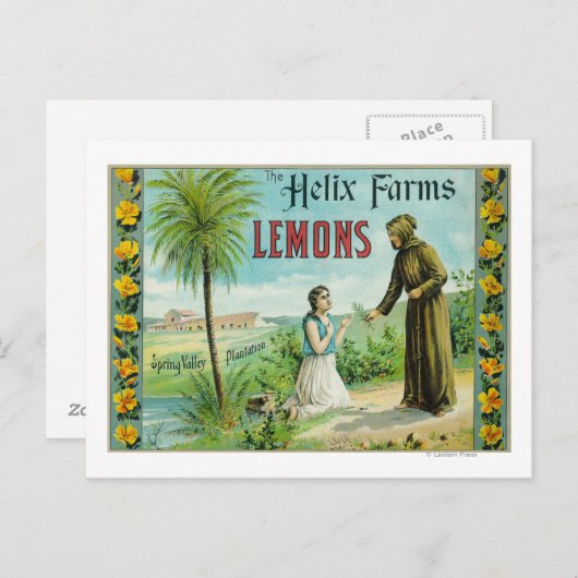 Helix Boerderijen Lemon LabelSan Diego, CA Briefkaart (Voorkant / Achterkant)