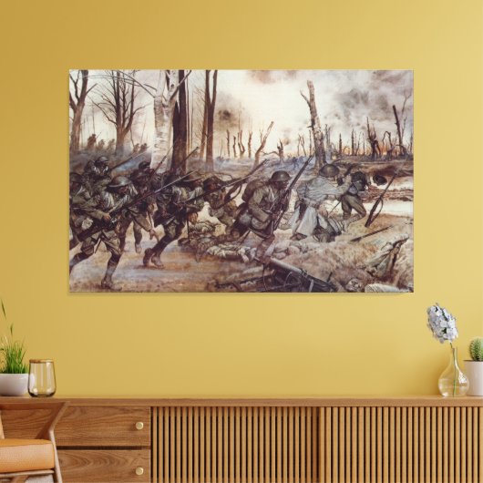 Hell Fighters from Harlem by H. Charles McBarron Canvas Afdruk (Insitu (Woonkamer))