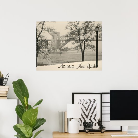 Hell Gate Bridge, Astoria, NY Poster de style Vint (Bureau à domicile)