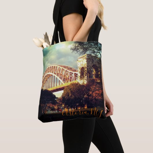 Hell Gate Bridge in Autumn, Astoria, NY Canvas tas (Dichtbij)