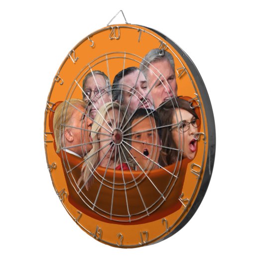 Hell in a Handbasket 2024 Grappig Anti-Conservatie Dartbord (Voorkant Rechts)