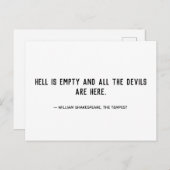 Hell is Empty Quote Briefkaart (Voorkant / Achterkant)