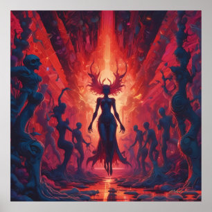 Hellacious Rave bij het meer van vuur - Ken Gage Poster