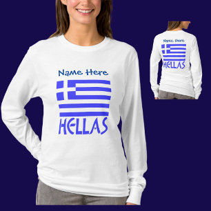 Hellas en Griekse Vlag Blauw Personalisatie T-shirt