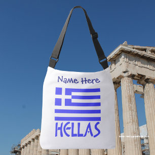 Hellas Griekse Vlag Blauwe Personalisatie Crossbody Tas