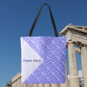 Hellas Griekse Vlag Getegeld Blauw Gepersonaliseer Draagtas