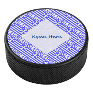 Hellas Griekse Vlag Getegeld Blauw Personalisatie Hockey Puck