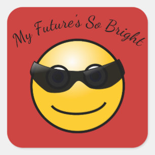 Helle Toekomst Grappige Emoji met Zonnebril Sticke Vierkante Sticker