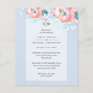 Hellebore Blauwe Rode Trouwceremonie BUDGET Uitnod Flyer