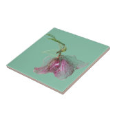 Hellebore bloem op mintgroene turquoise tegeltje (Zijkant)