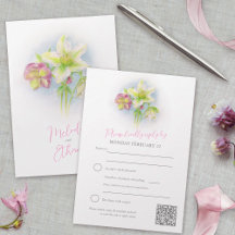 Hellebore waterverf kunst lente bruiloft QR code