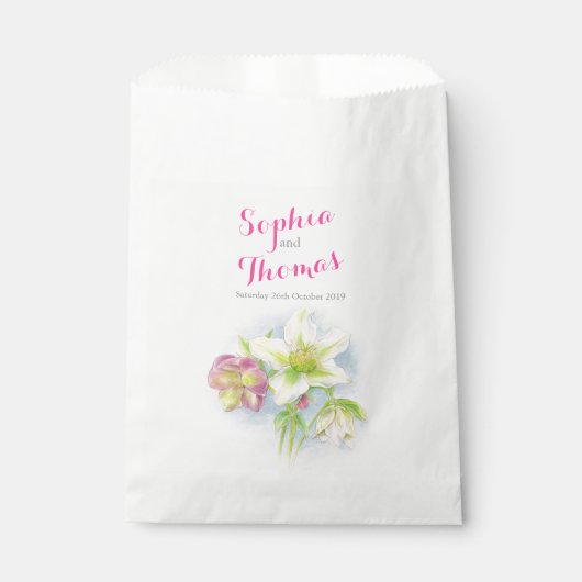 Hellebores aquarelle fleur mariage sacs de faveur (Devant)