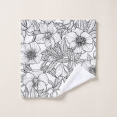 Hellebores in zwart-wit bad handdoek (Wasdoekje)