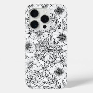 Hellebores in zwart-wit iPhone 15 pro case