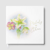 Helleborus bloemen waterverf lente bruiloft gastenboek (Voorkant)