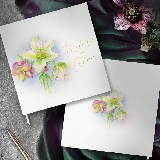 Helleborus bloemen waterverf lente bruiloft gastenboek