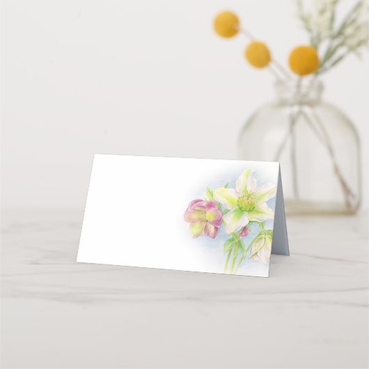 Helleborus waterverf kunst bruiloft gast plaats ka (Voorkant)
