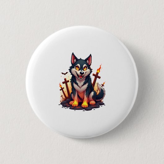 Hellhound Husky Dog Ronde Button 5,7 Cm (Voorkant)
