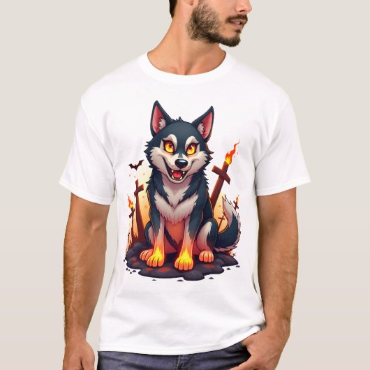 Hellhound Husky Dog T-shirt (Voorkant)