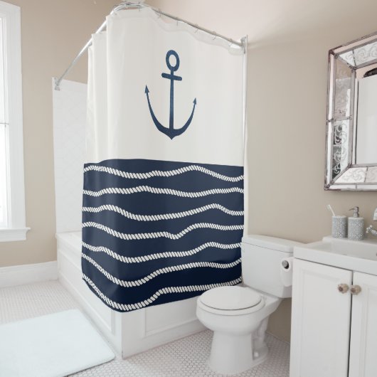 Helling en ankerpatroon douchegordijn (In situ)