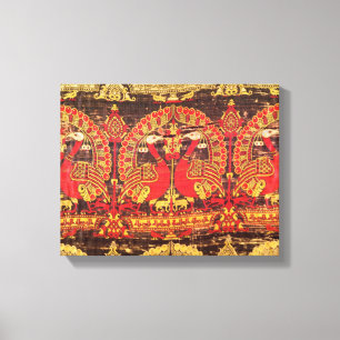 helling met pauw-motif en koufic-inscriptie canvas afdruk