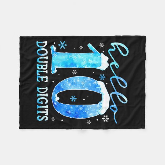 Hello 10 Double Digits Snowflakes Winter Christmas Fleece Deken (Voorkant (Horizontaal))