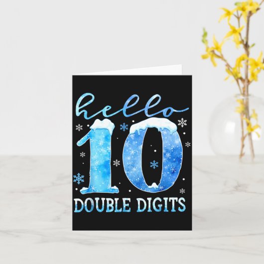 Hello 10 Double Digits Snowflakes Winter Christmas Kaart (Gele Bloem)