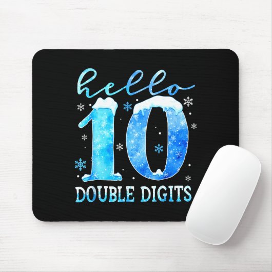 Hello 10 Double Digits Snowflakes Winter Christmas Muismat (Met muis)