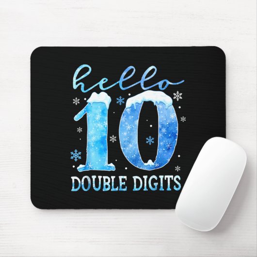 Hello 10 Double Digits Snowflakes Winter Christmas Muismat (Met muis)