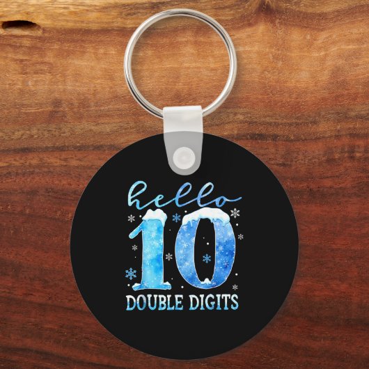 Hello 10 Double Digits Snowflakes Winter Christmas Sleutelhanger (Voorkant)