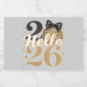 Hello 2026 Disco Ball Celebration Sparkling Wijnetiket (Enkel label)
