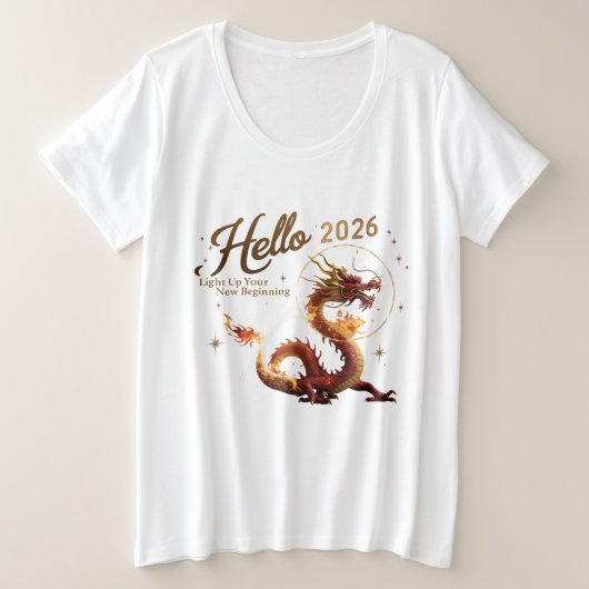 Hello 2026 Golden Dragon Plus Size Women's T-Shirt (Design devant)