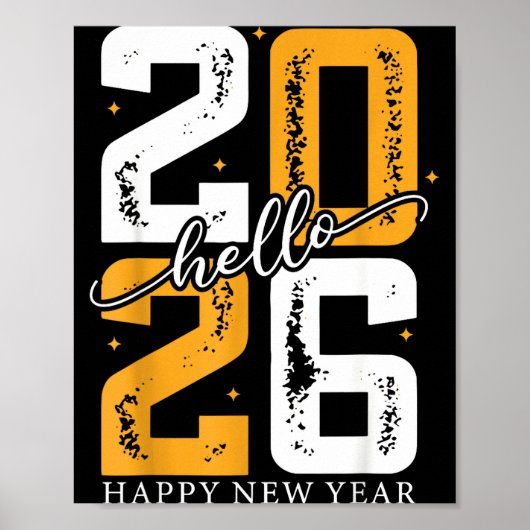 Hello 2026 Happy New Year 2026 New Year's Eve Part Poster (Voorkant)