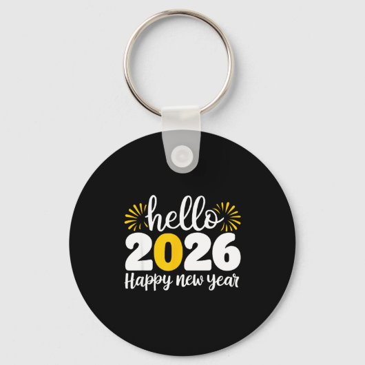Hello 2026 Happy New Year 2026 New Year's Eve Part Sleutelhanger (Voorkant)
