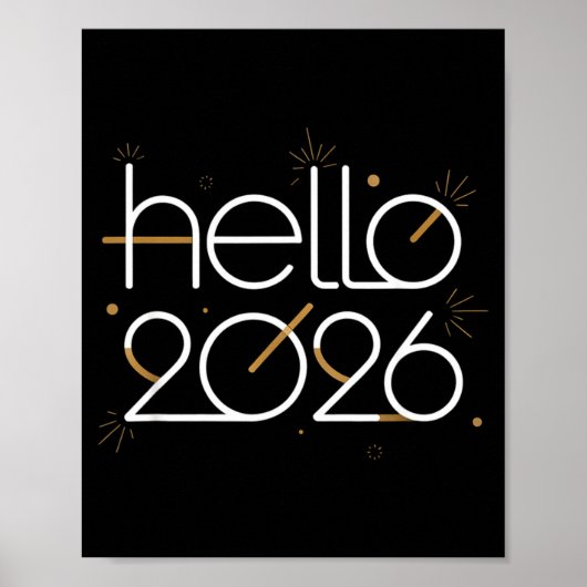 Hello 2026 Happy New Year Fireworks Celebration  Poster (Voorkant)