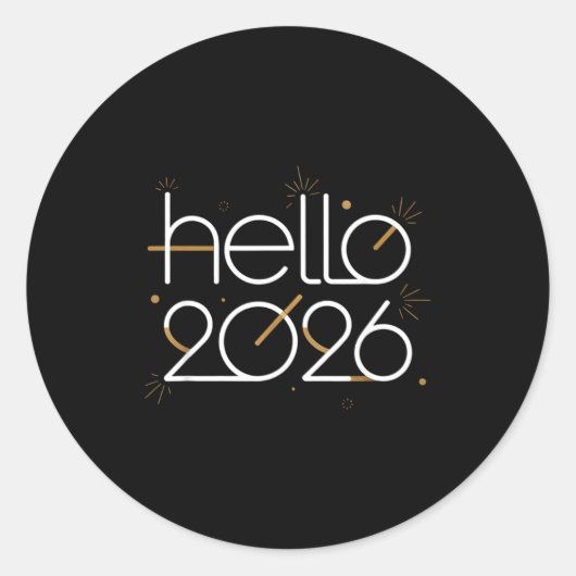 Hello 2026 Happy New Year Fireworks Celebration  Ronde Sticker (Voorkant)