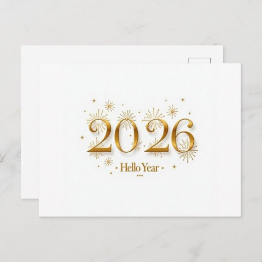 Hello 2026 Invitation –Elegant New Year Party Card (Devant / Derrière)
