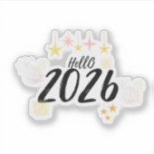 Hello 2026 New Year Fireworks Die Cut Sticker (Voorkant)