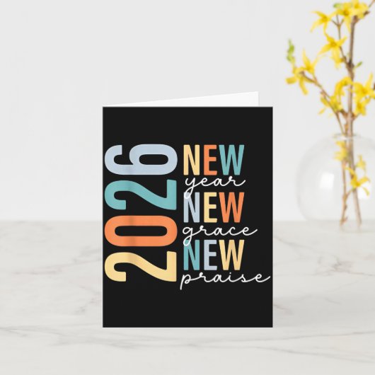 Hello 2026 New Year New Grace New Praise  Kaart (Gele Bloem)