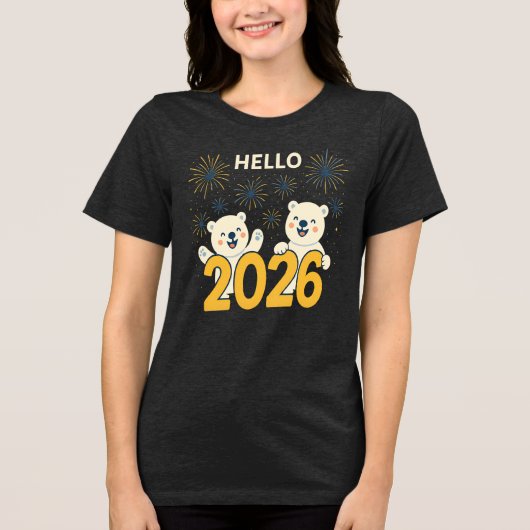 Hello 2026 Polar Bears Women’s New Year T-Shirt (Voorkant)