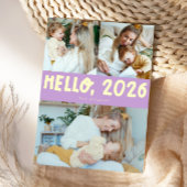 Hello 2026 Typography Lemon Wisteria Photo Feestdagenkaart