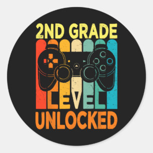 Hello 2nd Grade Level Unlocked Video Game Back to Ronde Sticker