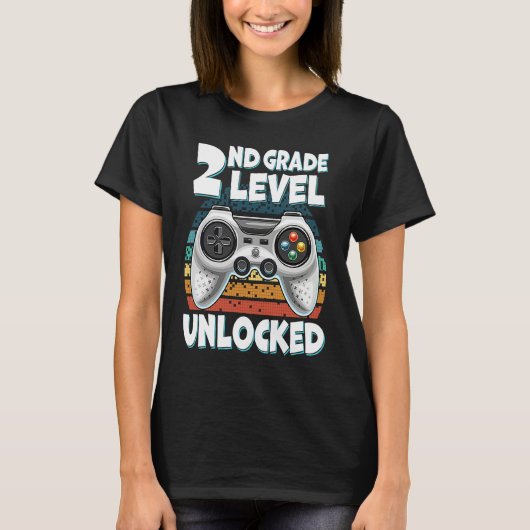 Hello 2nd Grade Level Unlocked Video Game Back to T-shirt (Voorkant)