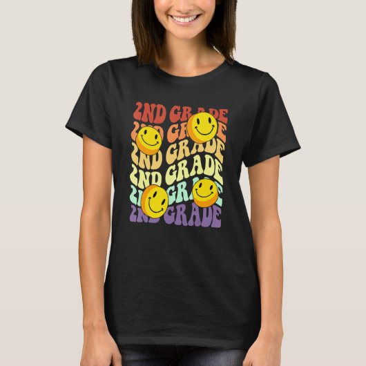 Hello 2nd Second Grade Teacher Back To School Retr T-shirt (Voorkant)