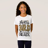 Hello 3rd Grade Leopard Teacher Students Back To T-shirt (Voorkant volledig)