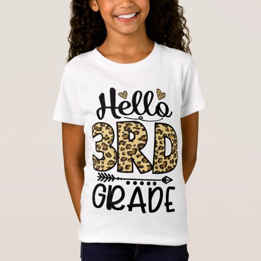 Hello 3rd Grade Leopard Teacher Students Back To T-shirt (Voorkant)